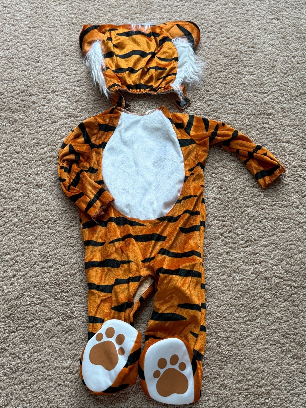 Kids Orange Tiger One-Piece Costume with Hat